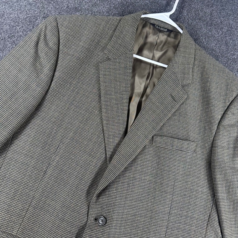 Jos. A. Bank Blazer Mens 48R 48 Regular Brown Wool Houndstooth Sport Coat Jacket